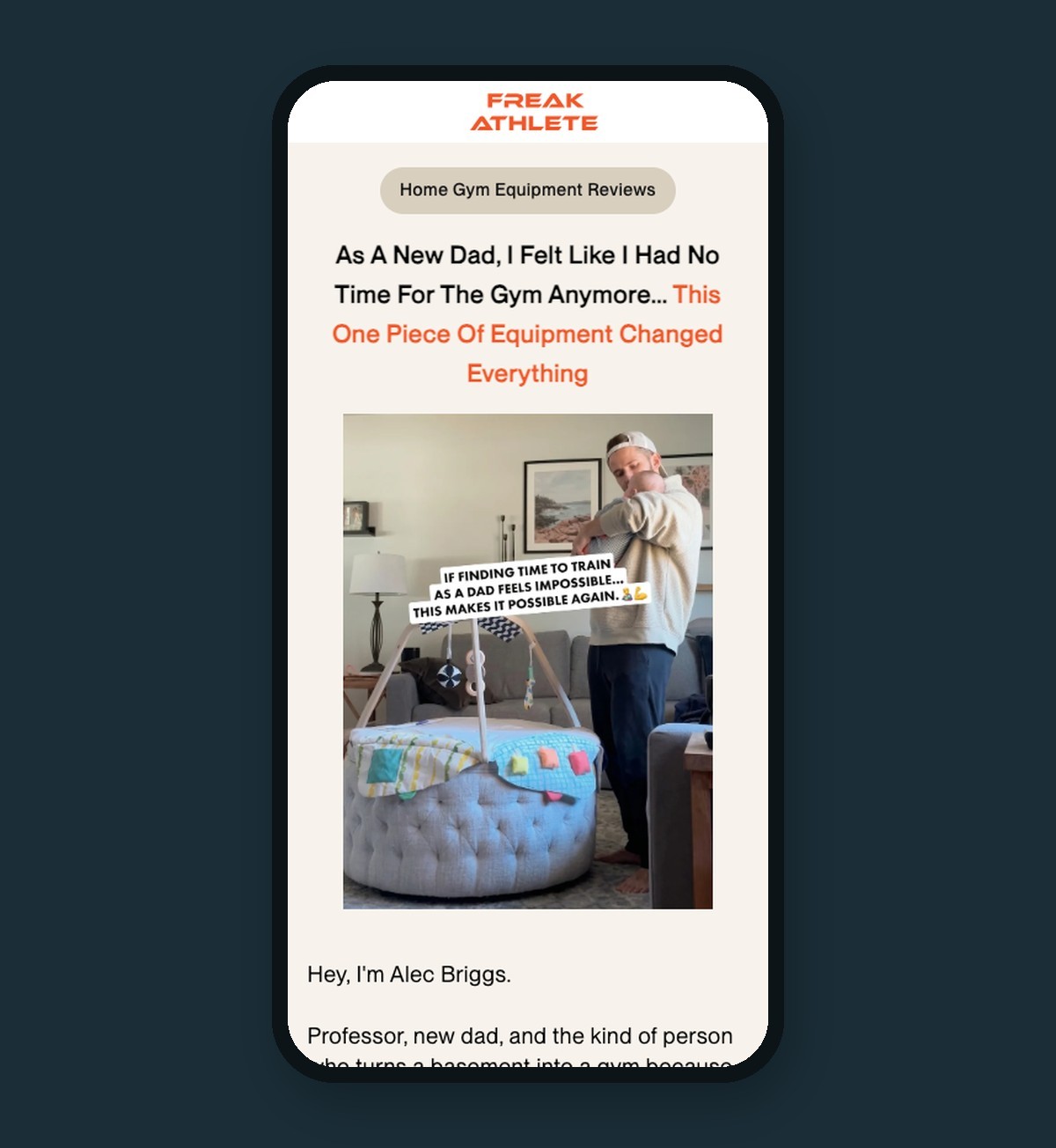 Co-branded creator landing page for Alec Briggs, mobile