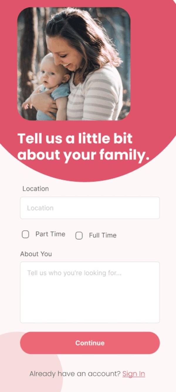 CareConnect family details screen