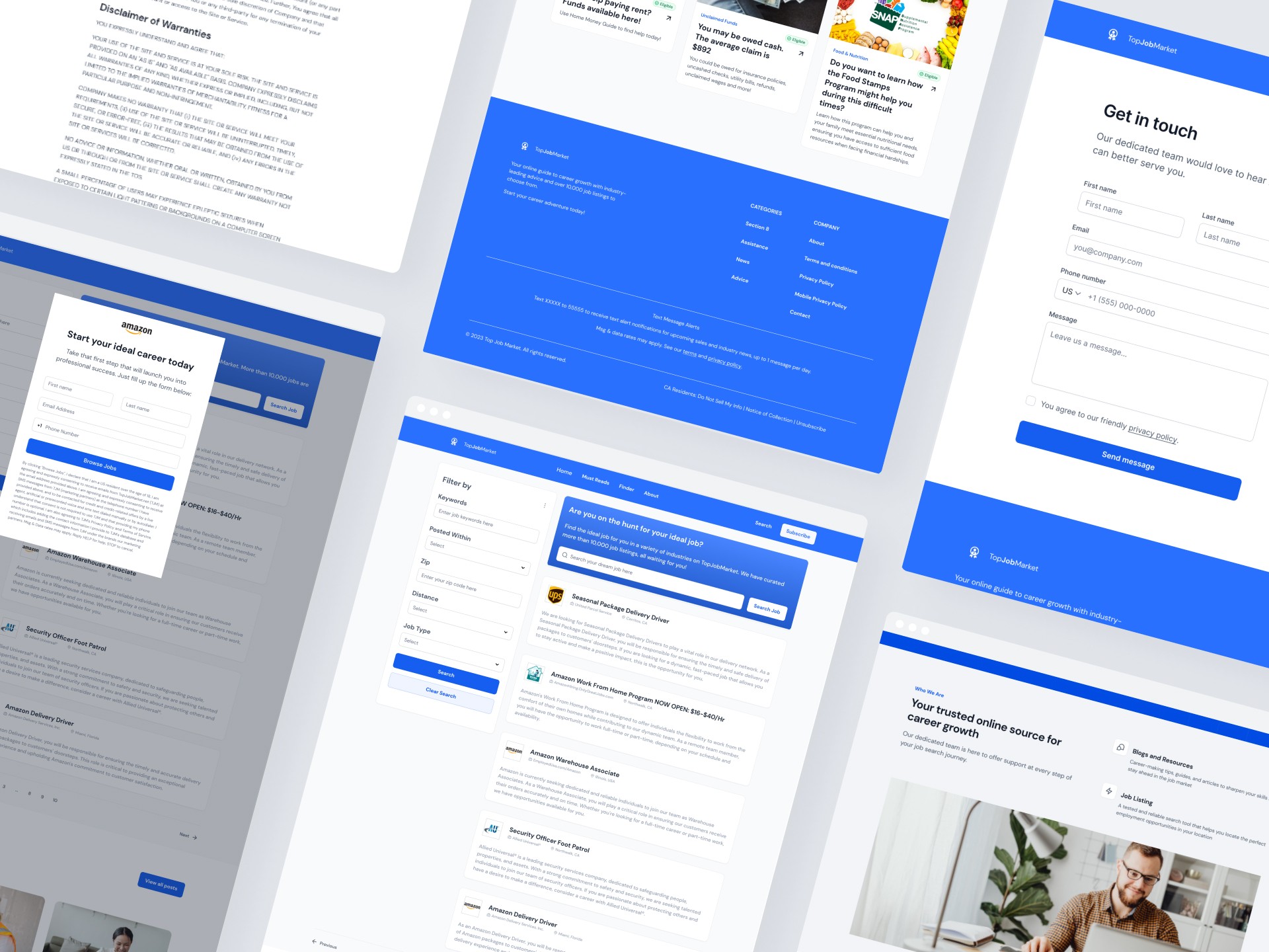 Top Job Market page designs and components