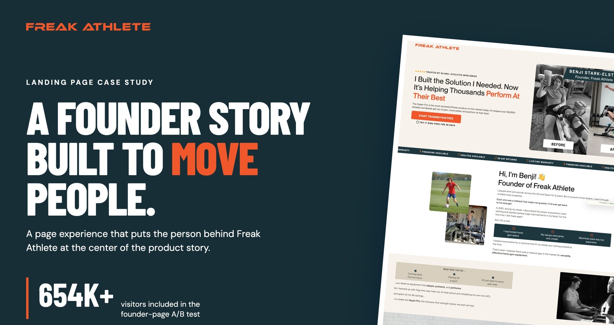 Freak Athlete founder story landing page cover